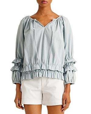 Lauren Ralph Lauren Ruffled Chambray Top