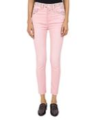 The Kooples Studded Mid-rise Cropped Skinny Jeans In Pink