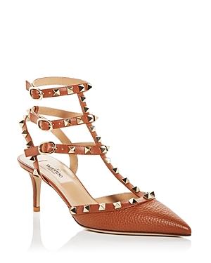 Valentino Garavani Women's Rockstud Cage Pebbled Leather Pumps