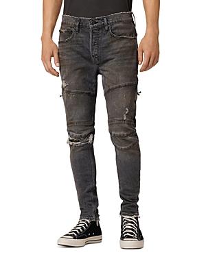 Hudson Zack Skinny Fit Moto Jeans In Black Storm