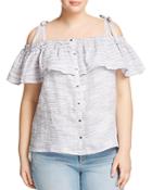 Lucky Brand Plus Off The Shoulder Ruffle Top