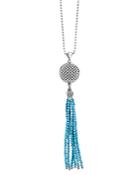 Lagos Sterling Silver Maya Escape Turquoise Disk Tassel Pendant Necklace, 34