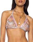 Ramy Brook Embellished Printed Triangle Bikini Top