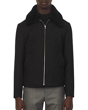 Sandro Heron Shearling Collar Jacket