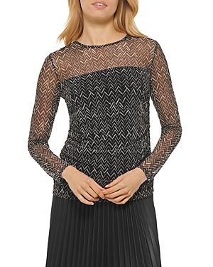 Dkny Printed Mesh Top