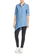 Kenneth Cole Chambray Asymmetric Button Down Top