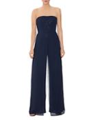 Halston Strapless Sequin Jumpsuit With Sheer Overlay