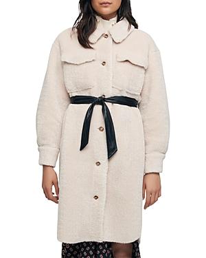 Maje Gali Faux Fur Overshirt Coat