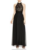 Js Collections Sequined Bodice Halter Gown