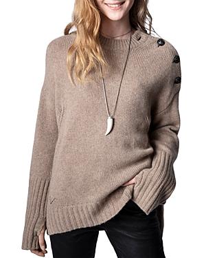 Zadig & Voltaire Malta Button Shoulder Cashmere Sweater