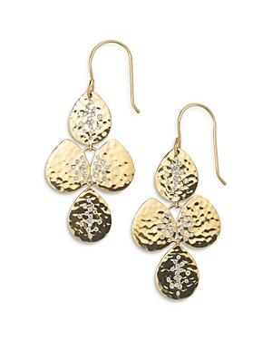 Ippolita 18k Yellow Gold Small Hammered Teardrop Cascade Earrings With Diamonds