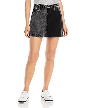 Alice And Olivia Austin Vegan Leather Denim Skirt