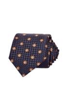 Canali Floral Medallion Micro Check Silk Classic Tie