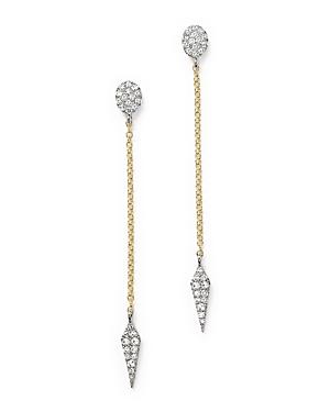 Meira T 14k Yellow And White Gold Arrow Drop Earrings With Diamonds