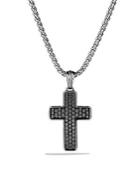 David Yurman Pave Reversible Cross With Black Diamonds On Chain
