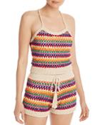 Aqua Rainbow-stripe Crochet Cropped Top - 100% Exclusive