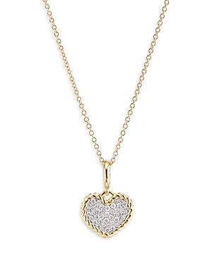 David Yurman 18k Yellow Gold Cable Heart Pendant Necklace With Diamonds, 18