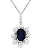 Bloomingdale's Sapphire & Diamond Classic Pendant Necklace In 14k White Gold, 18 - 100% Exclusive
