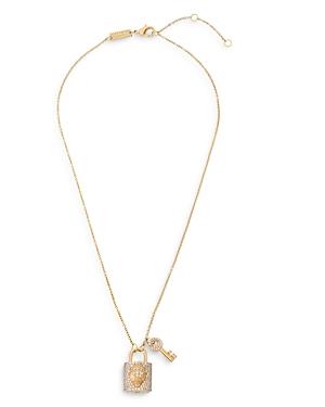 Kurt Geiger London Pave Lock & Key Necklace, 16