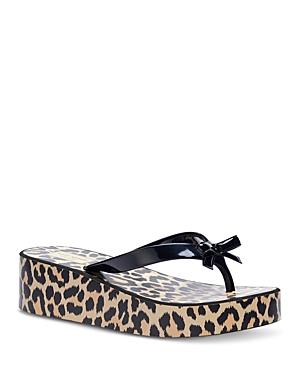 Kate Spade New York Women's Rina Bow Accent Animal Print Platform Flip-flops