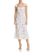 The East Order Bailey Ruched Floral-print Midi Dress - 100% Exclusive