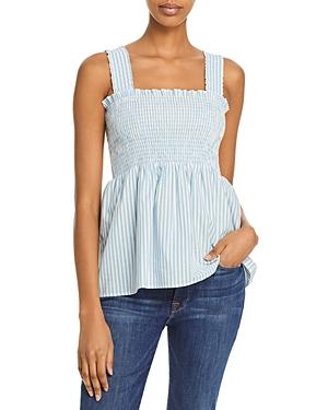 Aqua Striped Poplin Smocked Top - 100% Exclusive