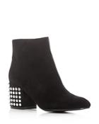 Kendall And Kylie Women's Blythe Studded Suede Block Heel Booties