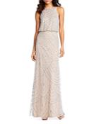 Adrianna Papell Sequined Blouson Gown
