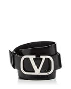 Valentino Garavani Men's Logo Buckle Leather Belt