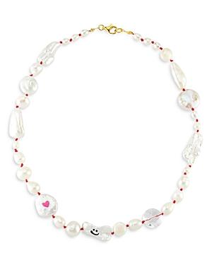 Maison Irem Funny Pearl Quartz & Cultured Freshwater Pearl Collar Necklace, 17