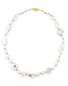 Maison Irem Funny Pearl Quartz & Cultured Freshwater Pearl Collar Necklace, 17
