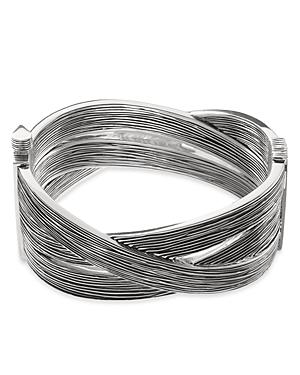 John Hardy Sterling Silver Bamboo Crossover Wide Hinged Bangle Bracelet