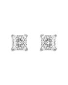 Unique Designs Diamond Accent Stud Earrings In 14k White Gold, 0.06 Ct. T.w. (62% Off) - Comparable Value $390