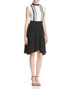 Reiss Silver Pin-tucked & Lace-detail Dress - 100% Exclusive