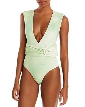 Revel Rey Dean Plunge Belted One Piece Swimsuit