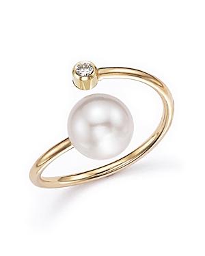 Zoe Chicco 14k Yellow Gold Bypass Ring With Cultured Freshwater Pearls And Diamonds