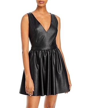 Aqua Faux Leather Fit And Flare Dress - 100% Exclusive