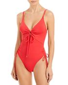 Robin Piccone Aubrey Drawstring Keyhole One Piece Swimsuit