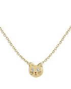 Zoe Chicco 14k Yellow Gold Itty Bitty Symbols Diamond Cat Pendant Necklace, 14-16