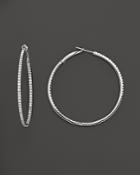 Diamond Micro-pave Hoop Earrings In 14k White Gold, 1.50 Ct. T.w. - 100% Exclusive