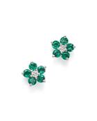 Bloomingdale's Emerald & Diamond Flower Stud Earrings In 14k White Gold - 100% Exclusive