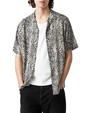 Allsaints Reptilia Snakeskin Print Relaxed Fit Button Down Camp Shirt