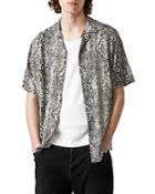 Allsaints Reptilia Snakeskin Print Relaxed Fit Button Down Camp Shirt