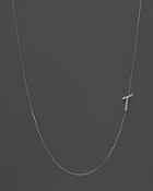 Kc Designs Diamond Side Initial T Necklace In 14k White Gold, .04 Ct. T.w.