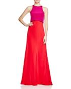 Jill Jill Stuart High Neck Color Block Popover Gown