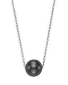 Bloomingdale's Cultured Black Tahitian Pearl Floating Pendant Necklace In 14k White Gold, 16-18 - 100% Exclusive