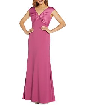 Adrianna Papell Twist Front Satin Gown