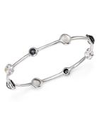 Ippolita Sterling Silver Rock Candy Mother-of-pearl Doublet, Hematite Doublet And Clear Quartz Mixed Station Bangle In Piazza