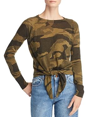 Olivaceous Camo Long Sleeve Tie-front Top