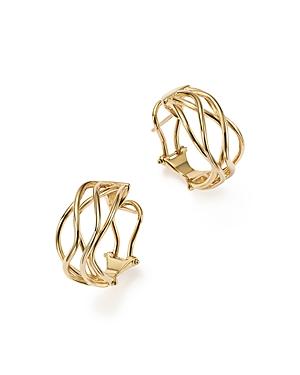 14k Yellow Gold Wave Wire Hoop Earrings - 100% Exclusive